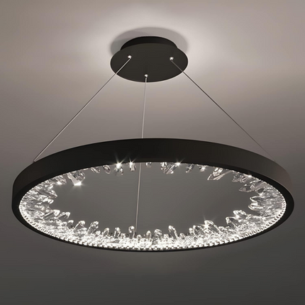 Lustra LED Minimal Crystals, suspendata, cu telecomanda,50W, iluminat modern, negru G23529/40 BK