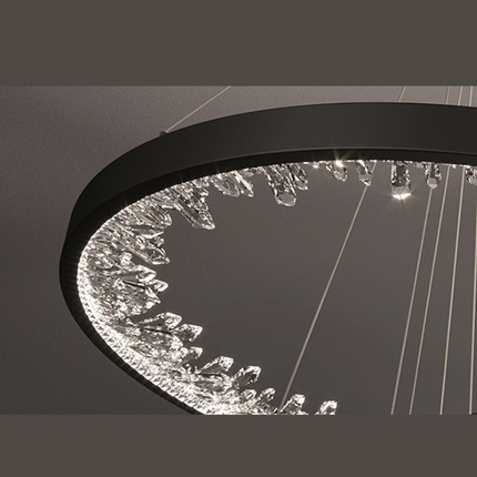 Lustra LED Minimal Crystals, suspendata, cu telecomanda,50W, iluminat modern, negru G23529/40 BK