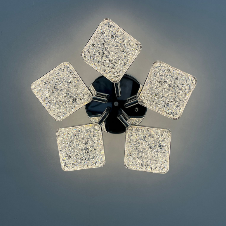 Lustra LED Minimal Silver 5, cu telecomanda, 102W, gri, cu trei tipuri de lumina SE-C1192/5 LMX