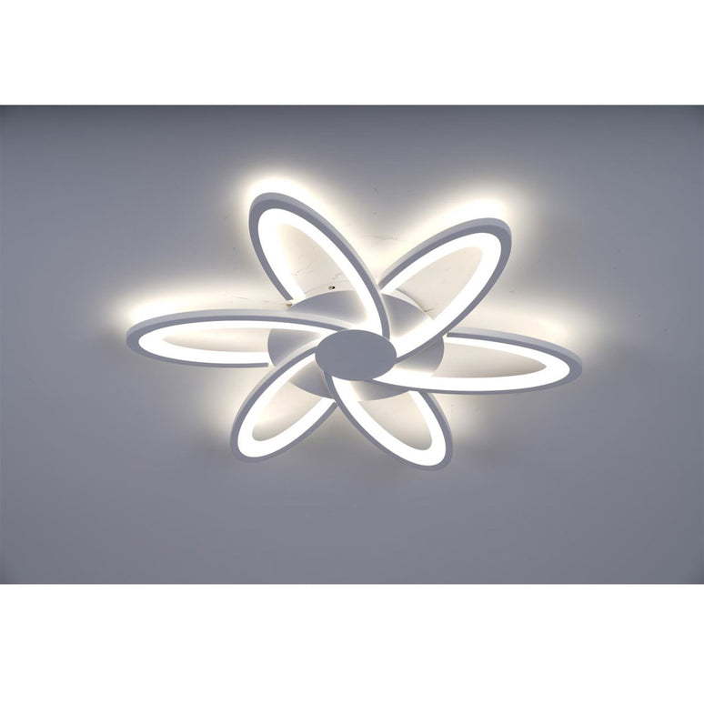 Lustra LED Minimalist Flower G3818/6, cu telecomanda, 144W, 6000lm, alb, cu trei tipuri de lumina