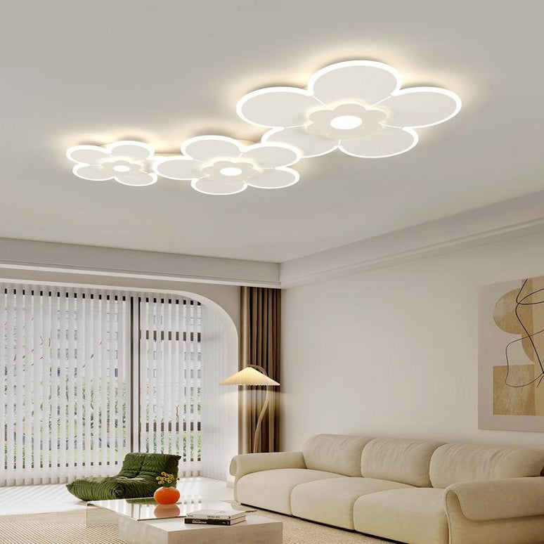 Lustra LED Modern Flowers G3836/3A, cu telecomanda, 378W, 12000lm, alb, cu trei tipuri de lumina