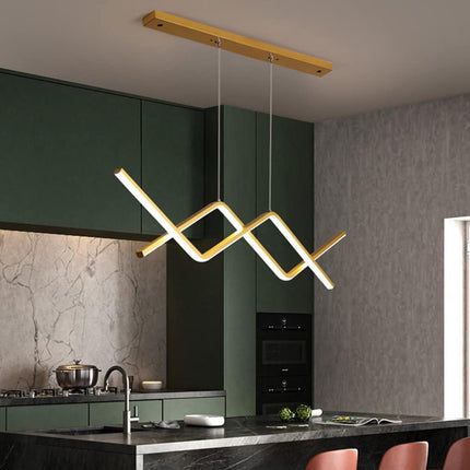 Lustra LED Modern Infinity G23530 GD, suspendata, cu telecomanda, 56W, 2850lm, auriu, cu trei tipuri de lumina LMX