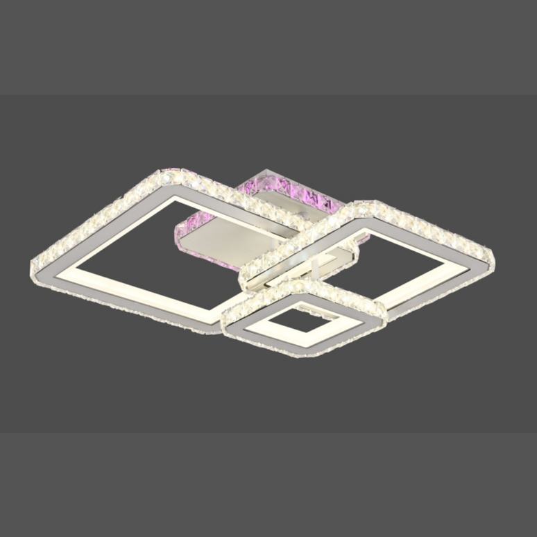 Lustra LED Square Style, cu telecomanda, 88W, 3500lm, gri, cu trei tipuri de lumina,L7604/3C LMX