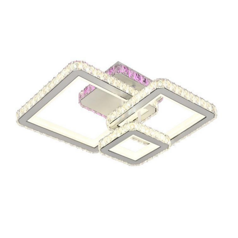 Lustra LED Square Style, cu telecomanda, 88W, 3500lm, gri, cu trei tipuri de lumina,L7604/3C LMX