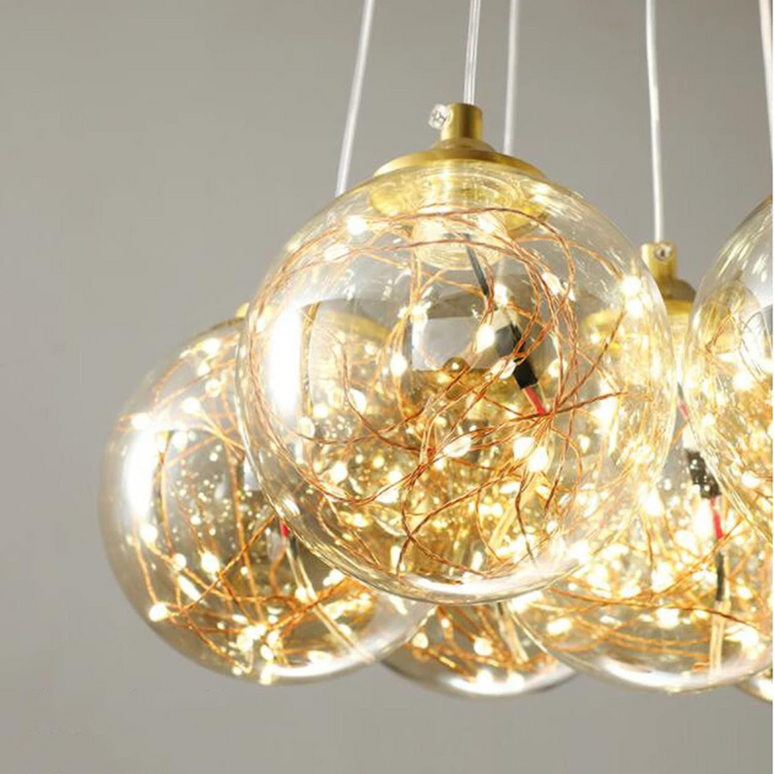 Lustra LED Starry Elegance, suspendata, cu 3 globuri, 18W, stil minimalist, auriu DX333/3 LMX