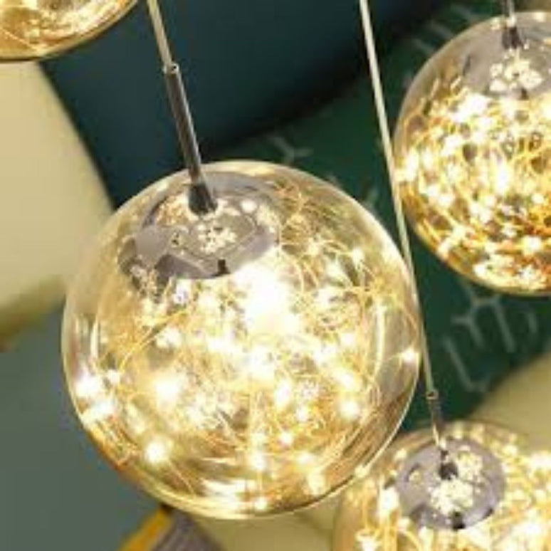 Lustra LED Starry Elegance, suspendata, cu 3 globuri, 18W, stil minimalist, auriu DX333/3 LMX