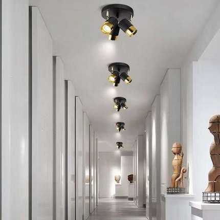 Lustra LED tip spot Trio Design, 15W, lumina neutra, iluminat modern, negru cu auriu SE-C3007-3RD