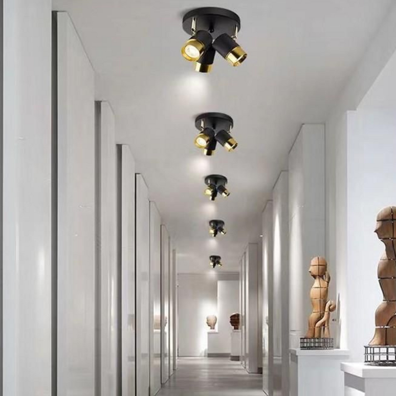 Lustra LED tip spot Trio Design, 15W, lumina neutra, iluminat modern, negru cu auriu SE-C3007-3RD LMX