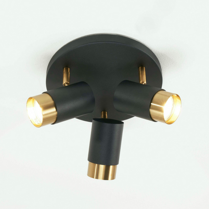 Lustra LED tip spot Trio Design, 15W, lumina neutra, iluminat modern, negru cu auriu SE-C3007-3RD