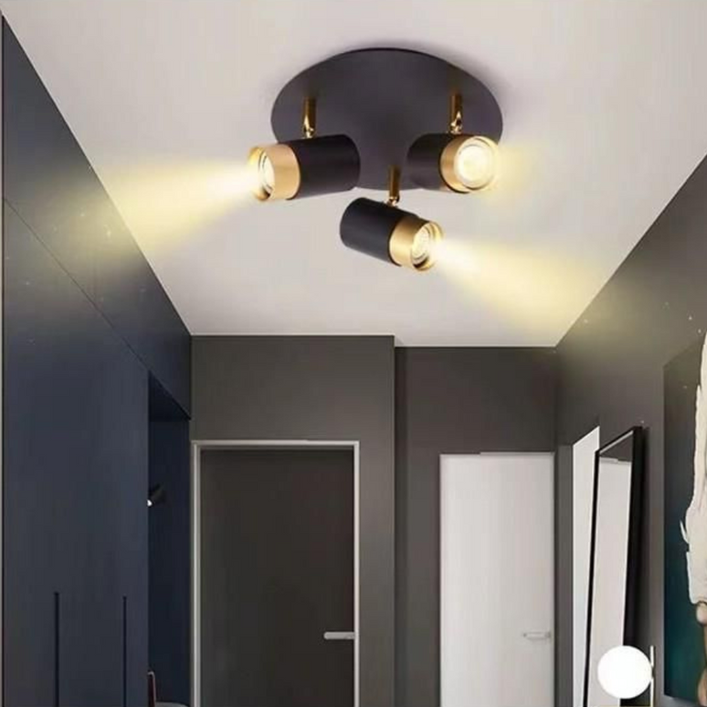 Lustra LED tip spot Trio Design, 15W, lumina neutra, iluminat modern, negru cu auriu SE-C3007-3RD LMX