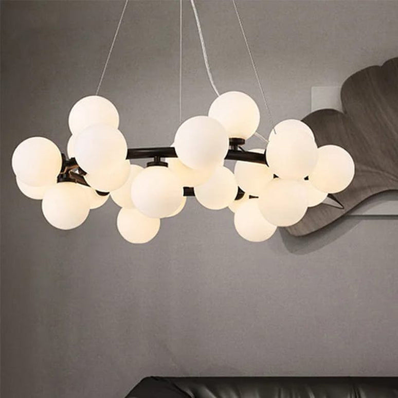 Lustra Led Modern Glowing, suspendata,cu 25 becuri, 75W, 3600lm, negru, bec G9, lumina 4000k DX1010/25 BK LMX