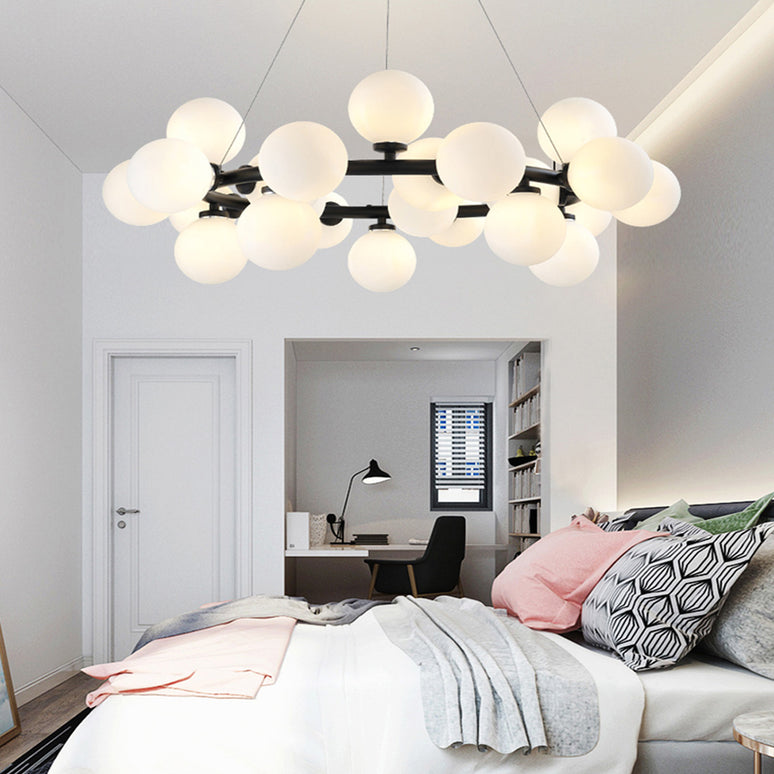 Lustra Led Modern Glowing, suspendata,cu 25 becuri, 75W, 3600lm, negru, bec G9, lumina 4000k DX1010/25 BK