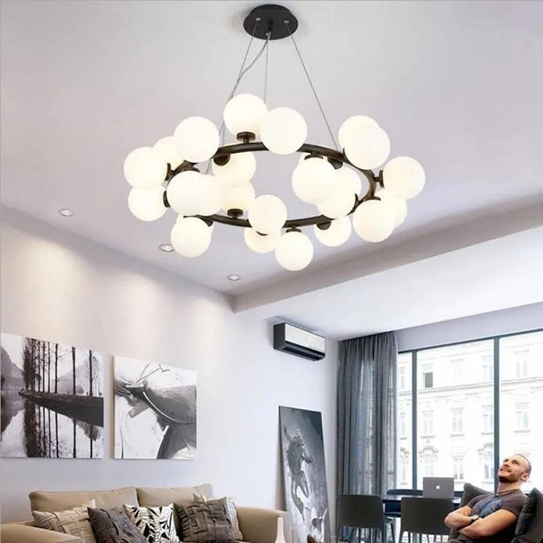 Lustra Led Modern Glowing, suspendata,cu 25 becuri, 75W, 3600lm, negru, bec G9, lumina 4000k DX1010/25 BK