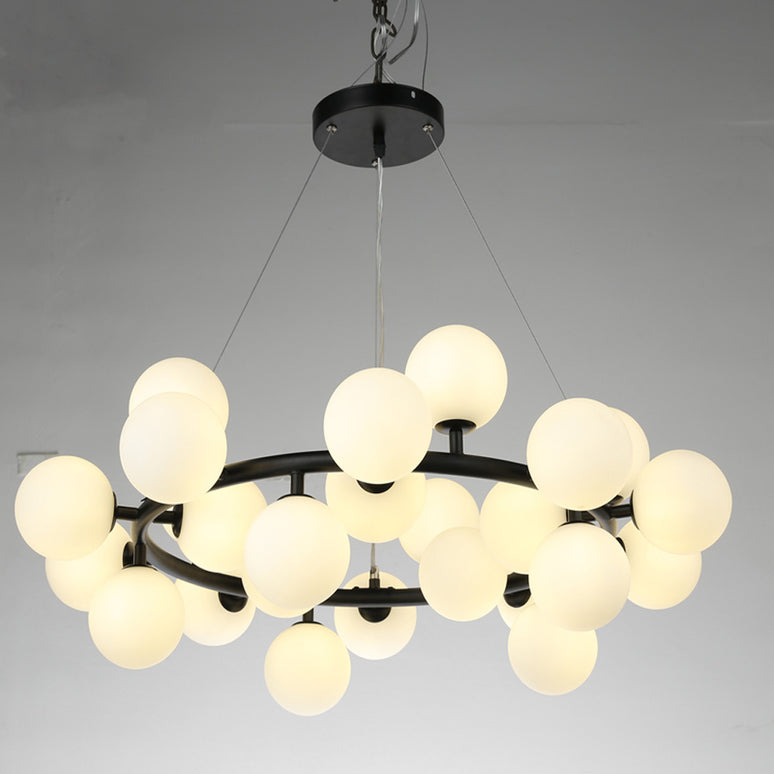 Lustra Led Modern Glowing, suspendata,cu 25 becuri, 75W, 3600lm, negru, bec G9, lumina 4000k DX1010/25 BK