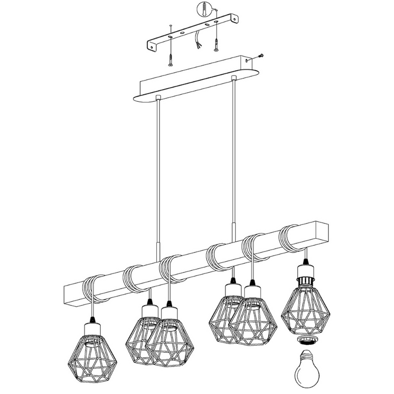 Lustra Modern Vintage 6, stil minimalist, E27, max 6x 60W  C22680/6 LMX