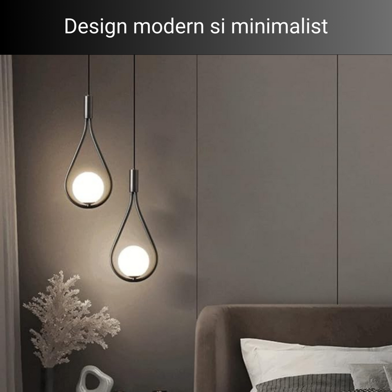 Lustra pe cablu Dazzle Globe, stil minimalist, 2 globuri, negru, E14 DX1016/2 BK E14 LMX