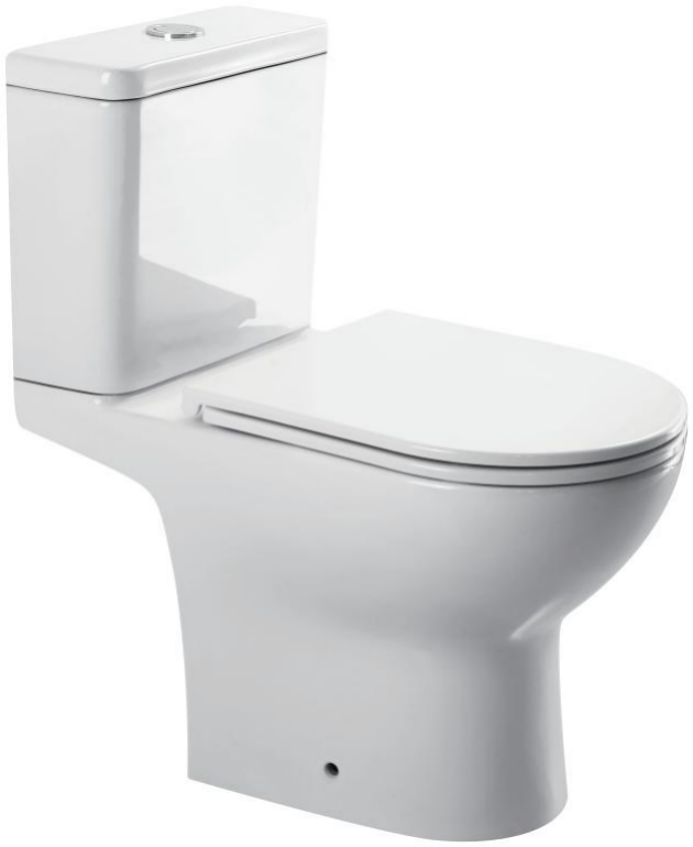 Vas WC cu Rezervor MJ-2802-S – Alb Lucios, Sistem Turbo Tornado, Capac Soft-Close