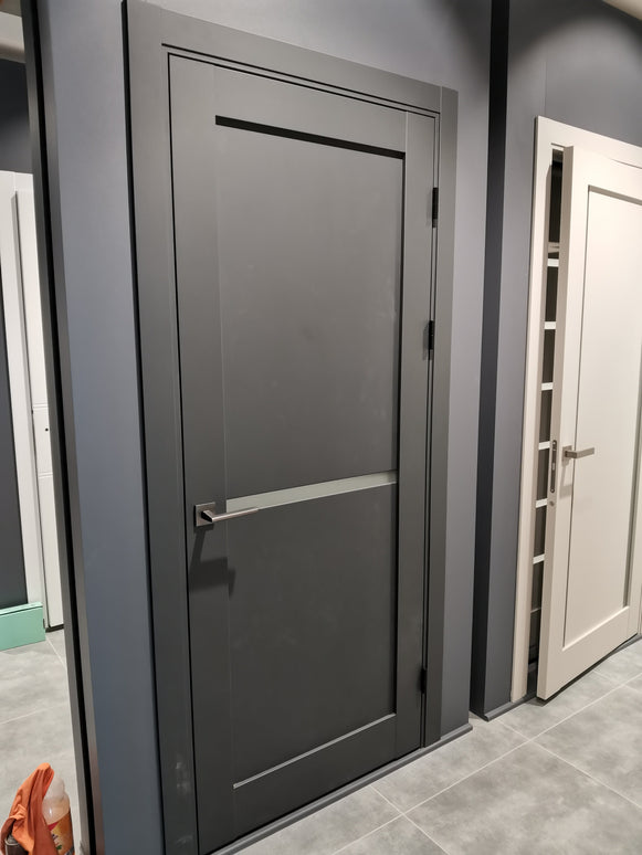 Ușă interior ML-60 satin – cu bandă de sticlă / Millenium - Carlo Porte www.olivy.ro