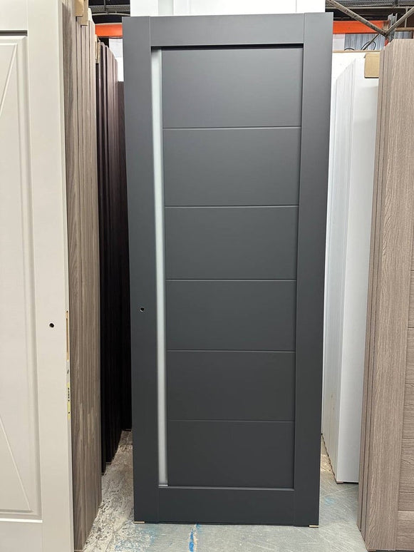 Ușă de interior ML-613 cu linii orizontale și geam satin – model urban / Millenium - Carlo Porte www.olivy.ro