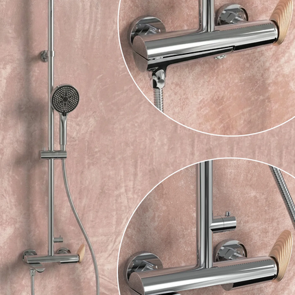 Coloană de duș 3 funcții – Mevai – Crom + Rose gold