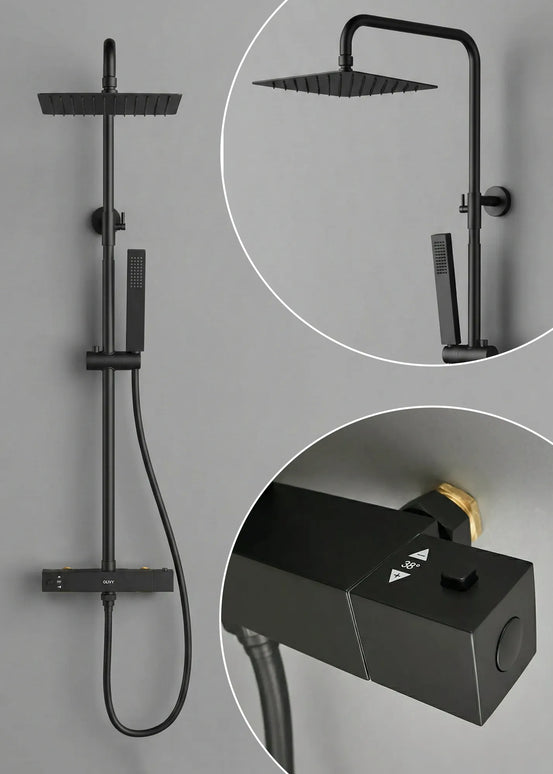 Sistem de duș termostatic – Mason – Negru mat