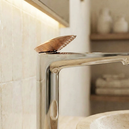 Baterie lavoar înaltă – Mevai – Crom + Rose gold