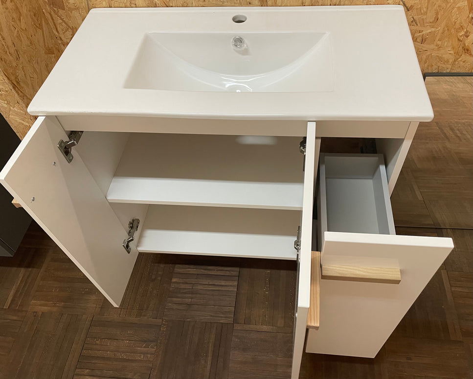 Mobilier de baie suspendat L-Wood, White