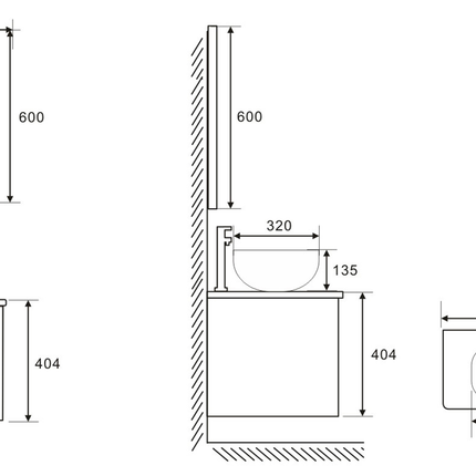 Set complet mobilier baie suspendat Milano cu lavoar și oglindă LED rotundă – Gri