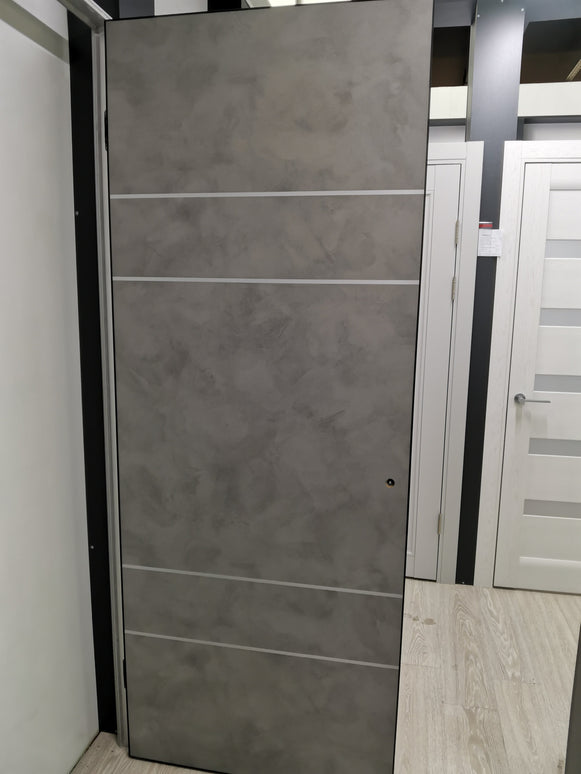 Ușă de interior PL 09 – Design Modern cu 3 Inserții Metalice / Plato - Carlo Porte www.olivy.ro