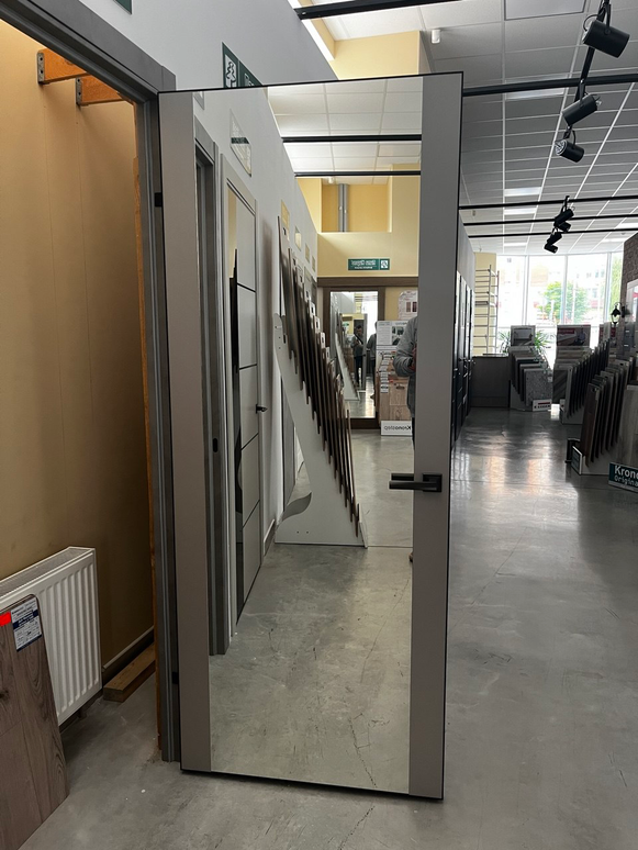 Ușă interior PL 14 – Design perfect simetric, cu cadru contrastant și sticlă satinată / Plato - Carlo Porte www.olivy.ro