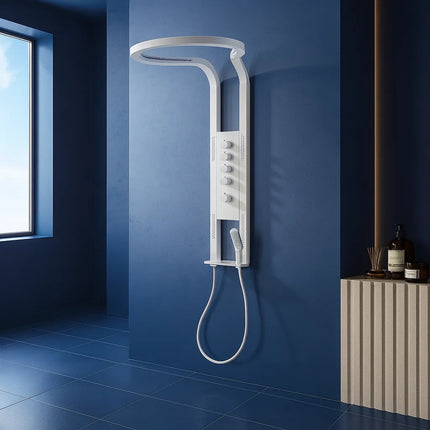 Panel de Duș White Round – Design Premium cu Duș Tip Cascadă și Funcții Multiple