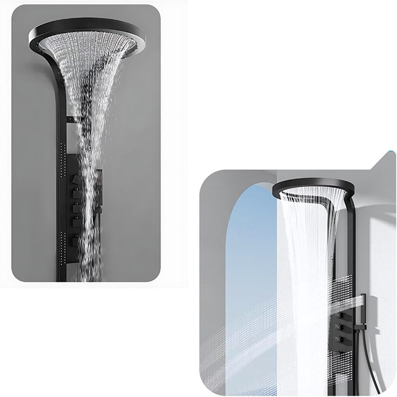 Panel de Duș Black Round LED – Design Modern cu Duș Tip Cascadă și Funcții Premium