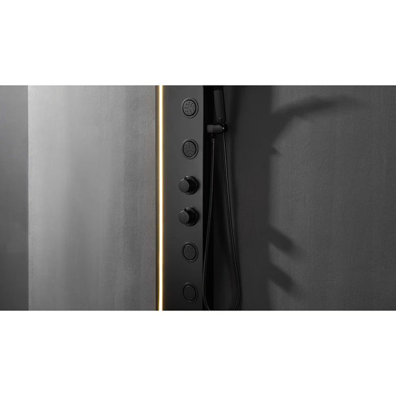 Panel de Duș Black Line – Design Modern cu Bandă Luminoasă și Funcții Multiple