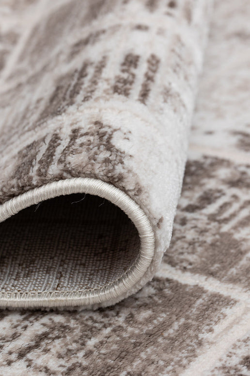 Covor Lusso Cream Brown – Design Geometric Pătrățos www.olivy.ro