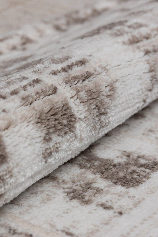 Covor Lusso Cream Brown – Design Geometric Pătrățos www.olivy.ro