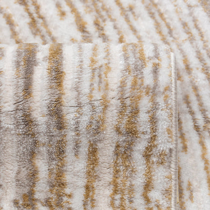 Covor Lusso Cream Gold – Model Premium cu Textură Valuri Aurii www.olivy.ro
