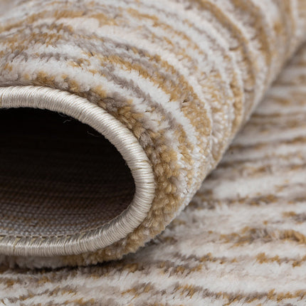 Covor Lusso Cream Gold – Model Premium cu Textură Valuri Aurii www.olivy.ro