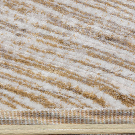 Covor Lusso Cream Gold – Model Premium cu Textură Valuri Aurii www.olivy.ro