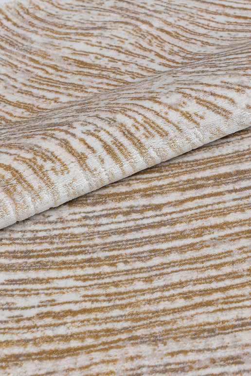 Covor Lusso Cream Gold – Model Premium cu Textură Valuri Aurii www.olivy.ro