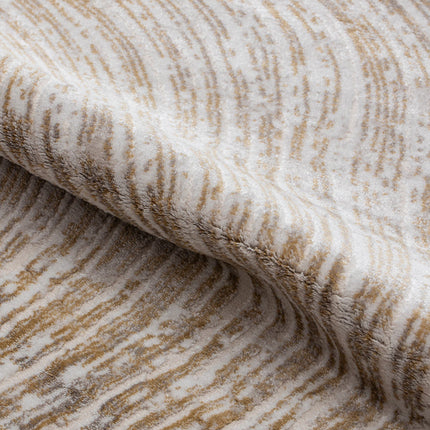 Covor Lusso Cream Gold – Model Premium cu Textură Valuri Aurii www.olivy.ro
