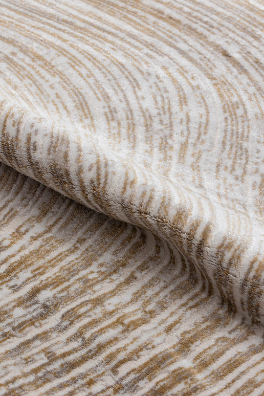 Covor Lusso Cream Gold – Model Premium cu Textură Valuri Aurii www.olivy.ro