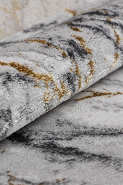 Covor San Marco Grey Antracit – Design Marmură Luxos cu Accente Aurii www.olivy.ro