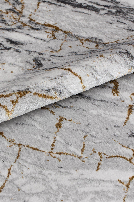 Covor San Marco Grey Antracit – Design Marmură Luxos cu Accente Aurii www.olivy.ro