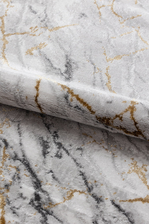 Covor San Marco Grey Antracit – Design Marmură Luxos cu Accente Aurii www.olivy.ro