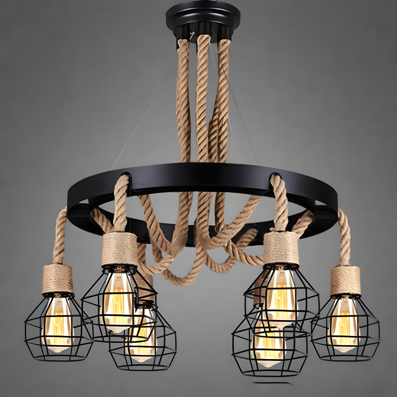 Candelabru Rustic Felinar Sfori, dulie 6XE27, inaltime reglabila