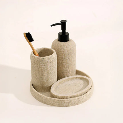 Set accesorii de baie 4 piese bej rasina