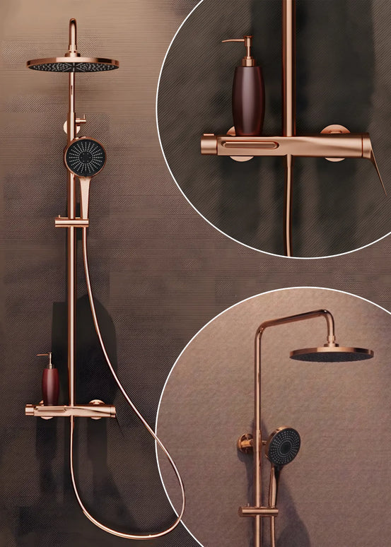 Coloană de duș 3 funcții – Rinel – Rose gold