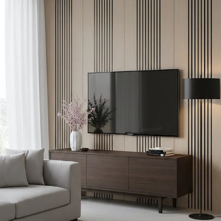 Panou riflaj decorativ Vertical Line S1DV-01 – nuc închis cu accente negre