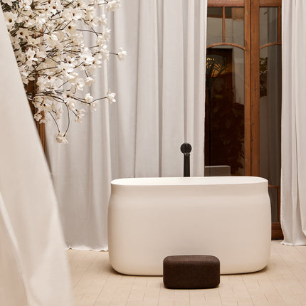 Cadă freestanding compozit Duna Ofuro alb mat, stil japonez 130 cm