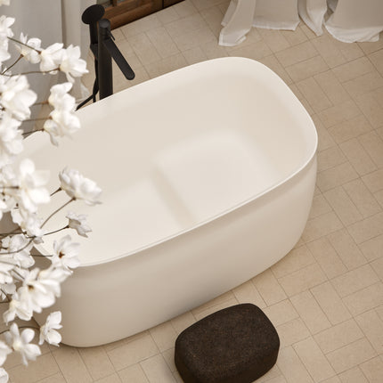 Cadă freestanding compozit Duna Ofuro alb mat, stil japonez 130 cm